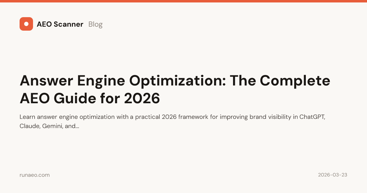 Answer Engine Optimization: The Complete AEO Guide for 2026 | RunAEO